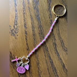 Handmade Pink and Gold Charm Keychain